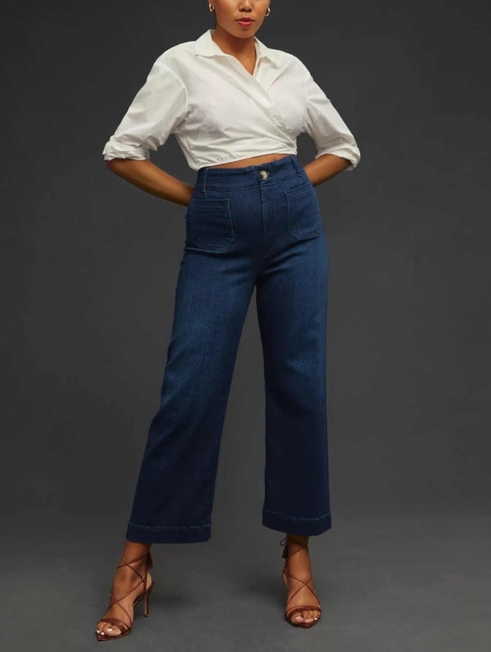 Anthropologie PILCRO Skipper Wide Leg Dark Wash Denim Size 27